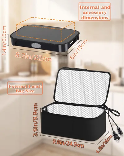 Miniatura 2 de tuhood Horno portátil, calentador de alimentos portátil 4 en 1, 12/24/110/220 V, mini calentador de alimentos para microondas para recalentar