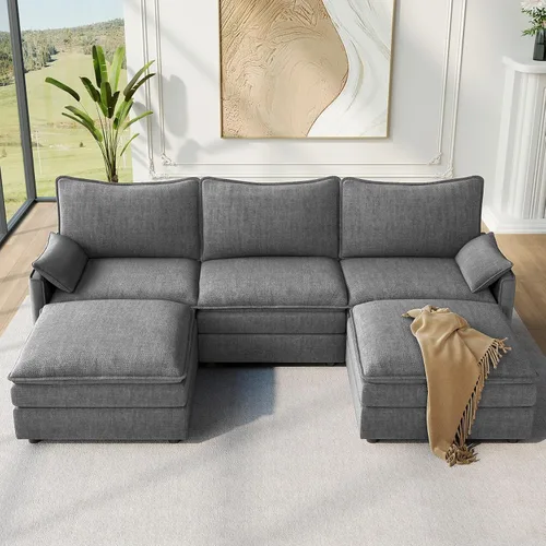 Miniatura 40 de Vesgantti 2 Piece Loveseat & 3 Seater Sofa Set, Modular Cloud Couch, Beige