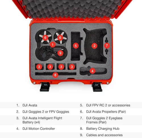 Miniatura 7 de Nanuk 925 Estuche rígido impermeable con inserto de espuma para DJI Avata FPV Unit, gafas y Fly More Combo - Naranja (925S-080OR-0A0-C0745)