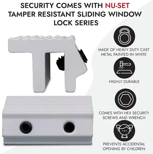 Miniatura 3 de NU-SET Cerradura Cerradura deslizante resistente a manipulaciones Cerradura de ventana de doble tornillo hexagonal para seguridad de ventana