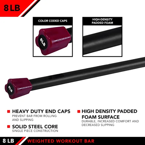 Miniatura 3 de JFIT Weighted Workout Bar with Rubber Padding