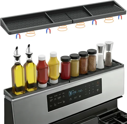 Miniatura 8 de Estante magnético de silicona para estufa de 30 pulgadas, estante de cocina sobre la estufa, estante de especias para apartamento, artículos