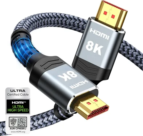 Miniatura 11 de Highwings - Cable HDMI de 8K a 60 Hz, 10 pies / 3 metros, 48 Gbps, cable HDMI de nailon trenzado de ultra-alta velocidad, 4K a 120 Hz, 144 Hz, RTX