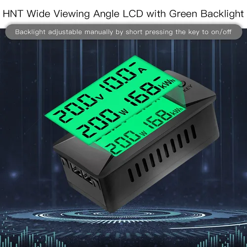 Miniatura 4 de Medidor Monitor de Batería Multifunción DC, 0-300V, 0-100A Shunt Incorporado, Ampliamente Aplicado a Baterías de RV/Coche de 12V/24V/48V, Pantalla