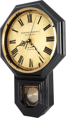 Miniatura 2 de JUSTIME Reloj de pared clásico vintage tradicional de estilo Schoolhouse, con péndulo y melodía Westminter cada hora, relojes de pared con melodía