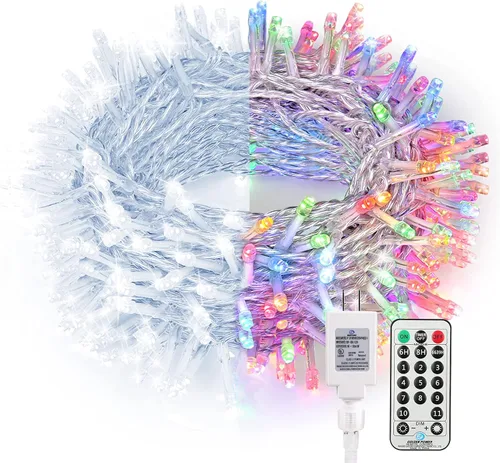 Miniatura 12 de Brizled Luces de Navidad que cambian de color, 65.67 pies, 200 luces LED de doble color para árbol de Navidad con control remoto, blanco frío