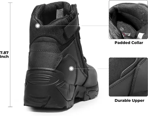 Miniatura 4 de NORTIV 8 Mens Military Tactical Work Boots Side Zip Outdoor Hiking Leather Motorcycle Combat Boots