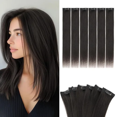 Miniatura 27 de Benehair 6 extensiones de cabello corto con clip, 100% cabello humano real, sin costuras e invisibles, para mujeres, con volumen instantáneo