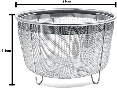Miniatura 4 de Cuisinox Cesta de vapor de acero inoxidable de 6 cuartos con mango de silicona y malla fina para blanquear y cocinar al vapor verduras, huevos