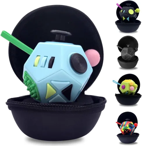 Miniatura 14 de PILPOC - Cubo para la ansiedad theFube, Dodecágono con 12 lados – Cubo para la ansiedad de alta calidad con funda de transporte exclusiva, duradero