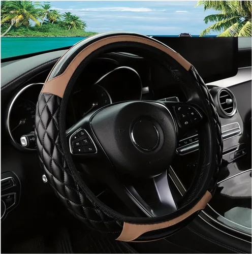 Funda para volante de automóvil, 14.5 a 15 pulgadas, de piel antideslizante, diseño cómodo y seguro, accesorios universales para volantes de