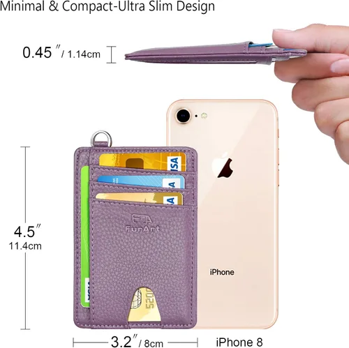 Miniatura 7 de FurArt - Cartera minimalista delgada con bolsillo frontal, bloqueo de identificación de radiofrecuencia (RFID), tarjetero, para hombres y mujeres