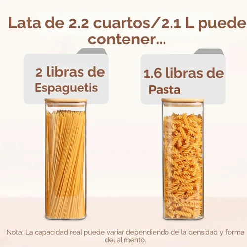Miniatura 3 de ComSaf Recipientes de vidrio para almacenar pasta de espaguetis con tapas, juego de 3 recipientes de almacenamiento de alimentos altos transparentes