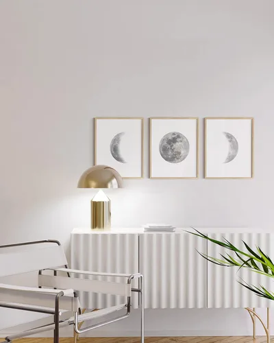 Miniatura 5 de HAUS AND HUES Arte de pared de fases lunares para dormitorio, juego de 3 impresiones de fases lunares, arte de etapas de la luna, decoración de 3