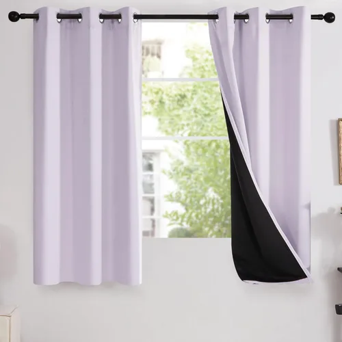 Miniatura 86 de Deconovo Cortinas 100% opacas, cortinas de ventana con aislamiento térmico, paneles reductores de ruido, cortinas de forro negro, con ojales