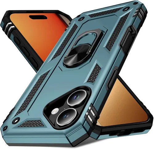 Miniatura 32 de 17 Pro - Funda de teléfono para hombre con anillo de soporte, armadura resistente de grado militar para iPhone 17 Pro, funda a prueba de golpes, Azul