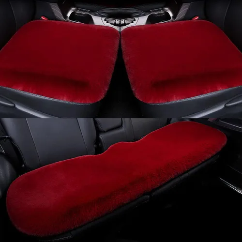 Miniatura 26 de LoveisLove Cojín de asiento de automóvil para asiento de conductor, almohadilla de asiento de felpa sintética, suave, cómoda, cálida, silla de Negro