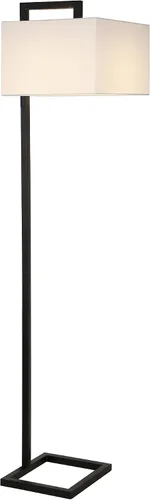 Miniatura 6 de Henn&Hart 68" Traditional 1-Light Floor Lamp with White Fabric Rectangle Shade for Living Room, Bedroom, or Office, Black