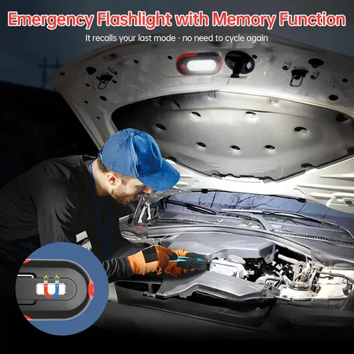 Miniatura 5 de Luz de trabajo magnética recargable, luz de trabajo LED de 400 lm con reflector y proyector COB, 5 modos, tiempo de ejecución de 3 a 7 horas