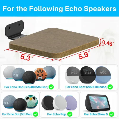 Miniatura 2 de Aiweiwa Soporte de pared para altavoz Echo Dot Max, Echo Studio, Echo Spot, Echo Show 5, soporte de pared Echo Pop, soporte de altavoz ajustable