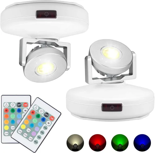 Miniatura 8 de BIGMONAT Foco inalámbrico que funciona con pilas, luz de imagen RGB con control remoto y temporizador, lámpara de visualización que cambia
