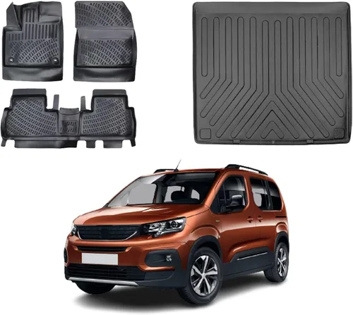 Ehiltek - Juego completo de alfombrillas para Peugeot Rifter Skypack 2019-2023 para todo tipo de clima, durabilidad, resistentes al agua, juego