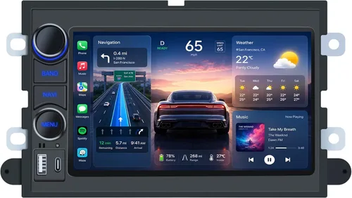 Radio de coche estéreo para Ford F150 Radio 2004-2008: 7 "HD pantalla táctil estéreo incorporado Carplay inalámbrico Andriod Auto 5GWiFi GPS