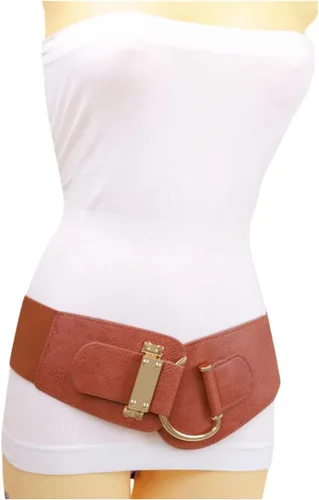 Miniatura 80 de TFJ - Cinturón ancho de moda para mujer, cintura alta, hebilla de gancho de metal dorado, talla XS, S, M, L, XL