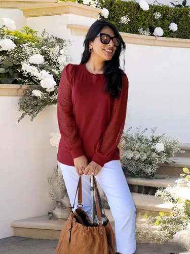 Miniatura 3 de WIHOLL Camisas de manga larga para mujer, túnica de otoño, ropa de cuello redondo a la moda