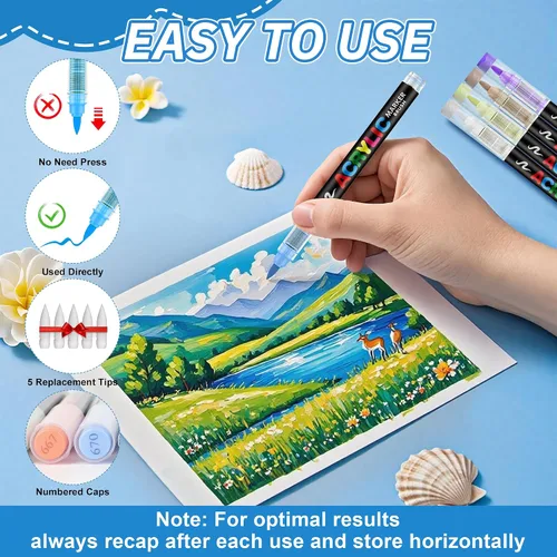 Miniatura 5 de Guangna 168 rotuladores de pintura acrílica, bolígrafos de pintura acrílica con punta de pincel, tinta impermeable de secado rápido, para pintar