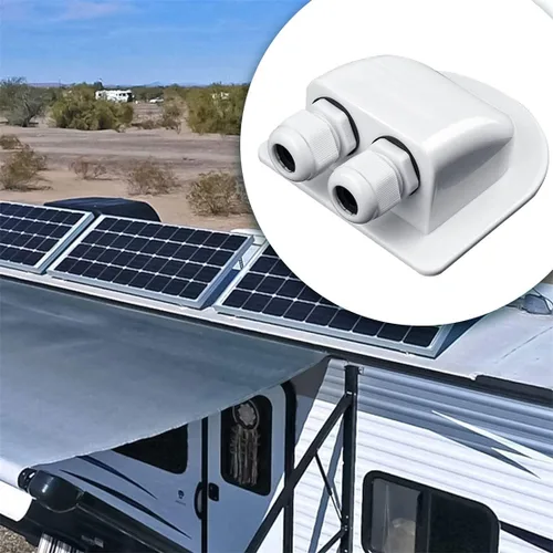 Miniatura 7 de Glándula de entrada de cable solar, cubierta de conector de cable doble solar impermeable, soporte de plástico solar fotovoltaico curvado ABS