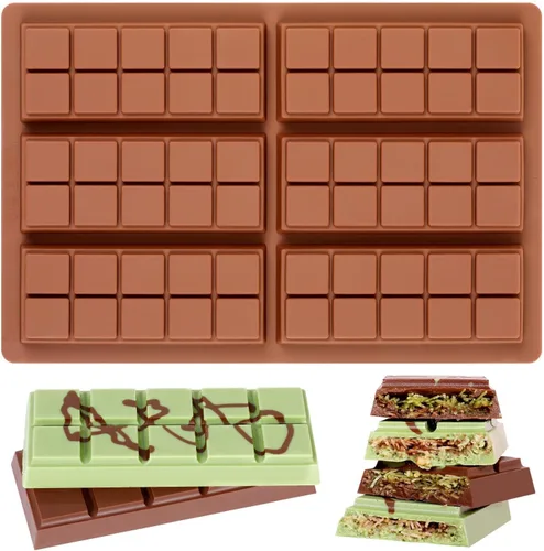 Molde de barra de chocolate – Moldes antiadherentes para chocolate, molde profundo de silicona de grado alimenticio para pistacho de Dubai, dulces,