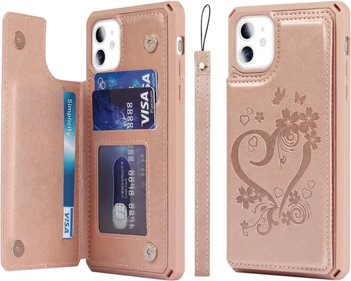 Miniatura 26 de Cavor para iPhone 11 Funda con tarjetero, para iPhone 11 Funda tipo cartera para mujeres y hombres, Funda para teléfono tipo cartera con soporte