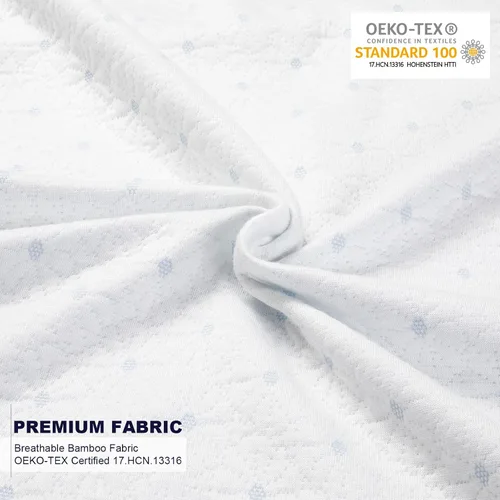 Miniatura 2 de Ferlizer Funda protectora de colchón individual de 2 pulgadas, certificado Oeko-Tex, funda de bambú con cremallera para cubrecolchón con correas