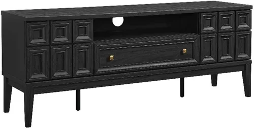 Modway Samos - Soporte retro para TV de 59 pulgadas con patrón geométrico en negro, mueble consola de TV vintage con almacenamiento y organización