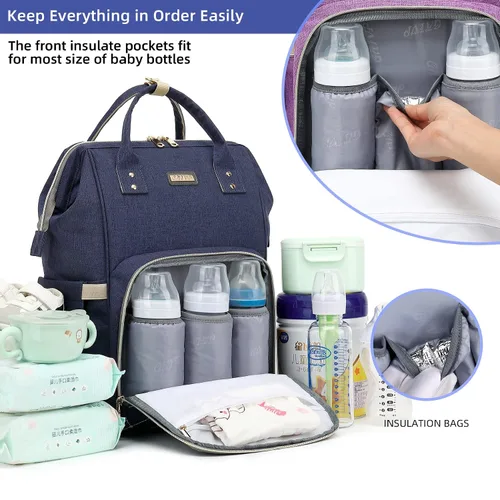 Miniatura 2 de Mochila para pañales, bolsas de pañales para bebés, niñas y niños, bolsas de bebé para mamás papás, bolsa cambiadora de pañales con bolsillos Azul