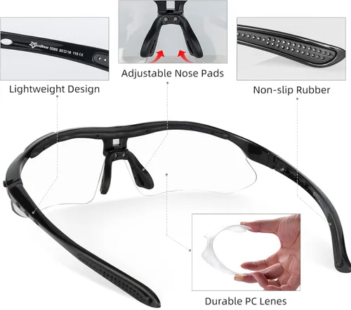 Miniatura 5 de ROCKBROS Photochromic Sports Sunglasses Mens Pickleball Glasses Cycling Glasses MTB Sunglasses, with Removable Elasctic Band