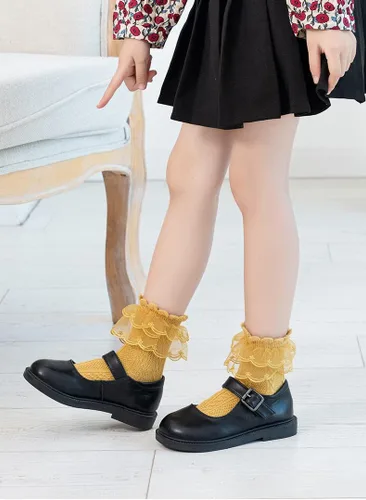 Miniatura 5 de Xiyadun Calcetines de algodón con ribete de encaje con volantes para niñas pequeñas