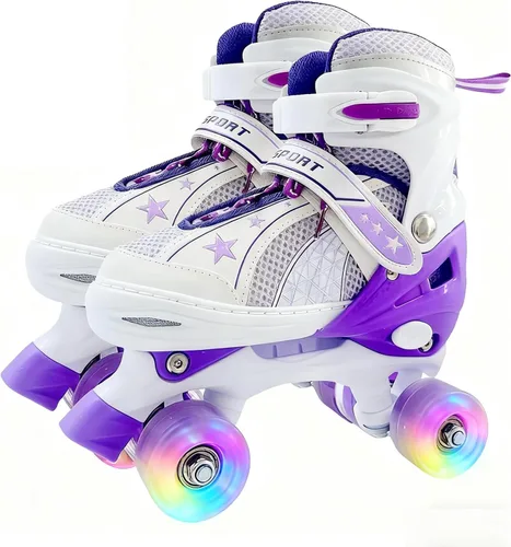 Miniatura 11 de Patines ajustables para niños y niñas de 3 a 12 años, las 8 ruedas de patines se iluminan con equipo de protección, regalo para jóvenes, niños