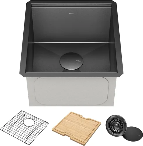 Miniatura 25 de KRAUS KWU111-23 Kore - Fregadero de cocina con estación de trabajo de 23 pulgadas, para empotrar, cuenco individual, de acero inoxidable calibre 16