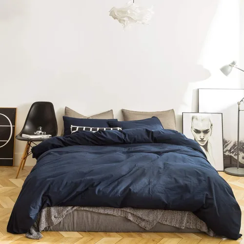 Miniatura 8 de SUSYBAO - Cobertor tipo duvet de 3 piezas, 100% de algodón natural, tamaño Queen, 1 cobertor con 2 fundas para almohada, calidad de lujo, ultra