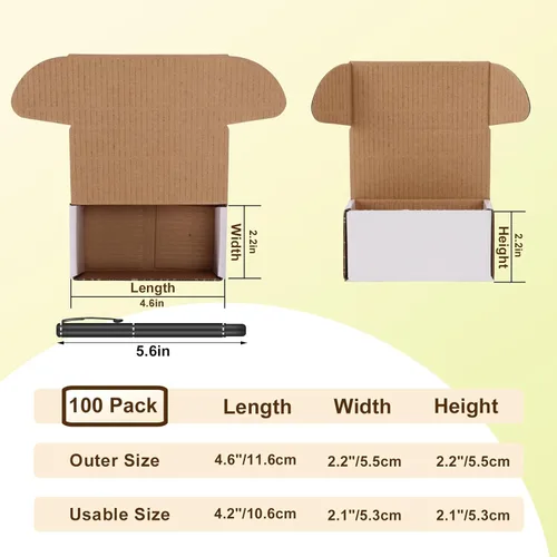 Miniatura 2 de WIFTREY Paquete de 100 cajas de envío pequeñas de 4.6 x 2.2 x 2.2 pulgadas para embalaje de pequeñas empresas, caja de correo de cartón corrugado