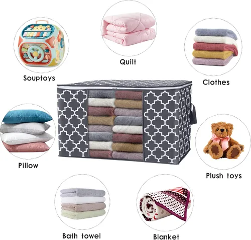 Miniatura 4 de WISELIFE Bolsas de almacenamiento, organización de ropa de manta grande y contenedores de almacenamiento para ropa de cama, edredones, organizador