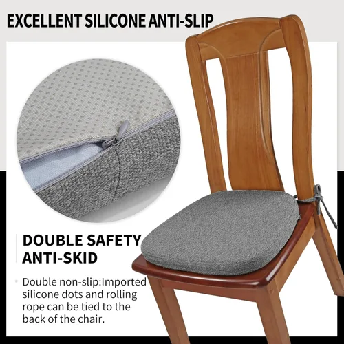 Miniatura 6 de SINOSSO Paquete de 6 cojines de espuma viscoelástica para sillas de comedor, tela tejida amigable de 16 pulgadas en forma de U, cómodas almohadillas