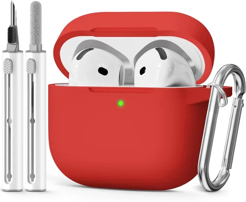 Miniatura 12 de Funda para AirPods 4 2024, viene con kit de limpieza, funda protectora de silicona suave para fundas Apple AirPods de 4ª generación con llavero