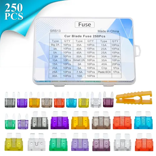 Miniatura 4 de Juego surtido de 250 fusibles de cuchilla de automóvil, fusible automático estándar y mini fusible de automóvil para marina, RV, cámper, barco