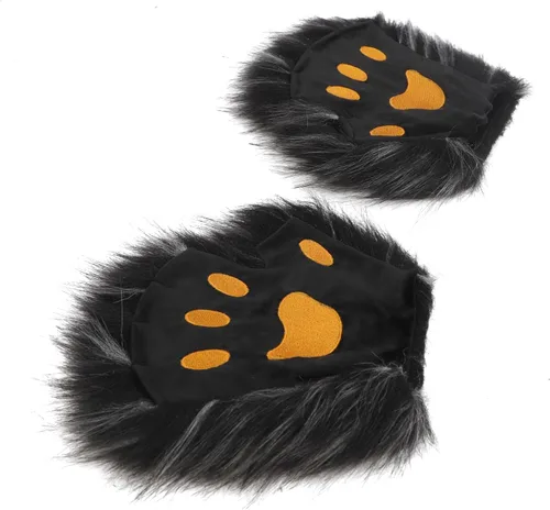 Miniatura 67 de Guantes de garra para disfraz de Halloween, medio dedo, lobo, oso, gato, guantes, guantes de piel sintética para mascarada, cosplay, utilería de mano