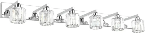 Miniatura 18 de Aipsun Accesorios de Luz Negros para Tocador de Baño Lámpara de Tocador Moderna de Cristal para Baño 4 Luces (Excluye Bombilla)