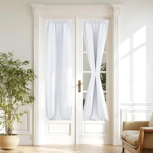 Miniatura 135 de NICETOWN Cortinas opacas unicolor con aislamiento térmico para puerta francesa, granja, oscurecimiento de habitación, puertas y ventanas de Marrón