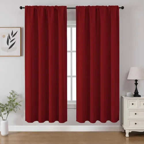 Miniatura 74 de CUCRAF - Cortinas opacas beige de 45 pulgadas, juego de 2 paneles con bolsillo para barra, cortinas para oscurecer dormitorios y sala de estar
